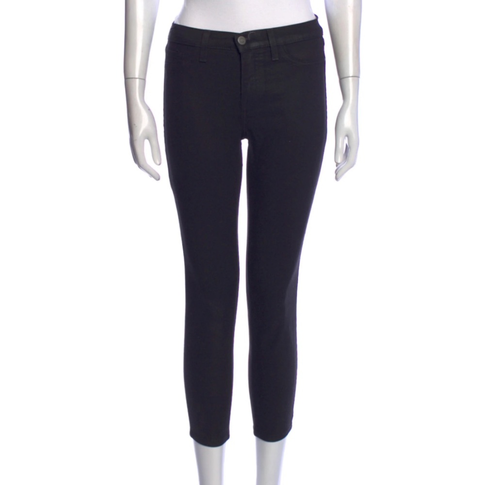 Pistola black coated mid-rise cropped skinny leg jeans with sheen coating sz 26